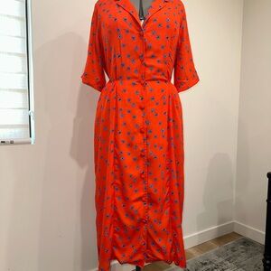 Fashion Union Orange Floral Button Midi Plus Size Dress